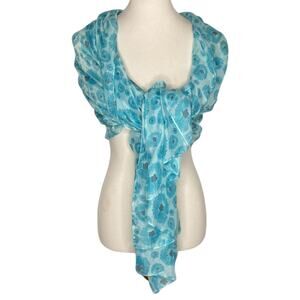 Life is Good Scarf Blue Floral Long Mulitpurpose Wrap Shawl Cottagecore Boho